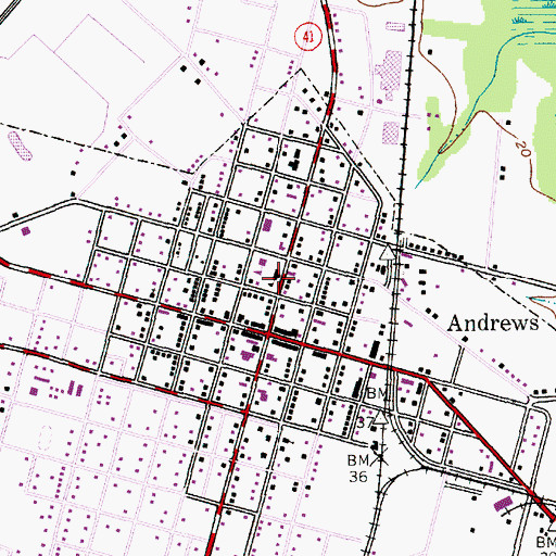 Topographic Map of Andrews Police Department, SC