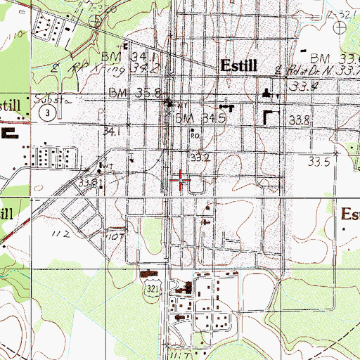 Topographic Map of Estill Police Department, SC
