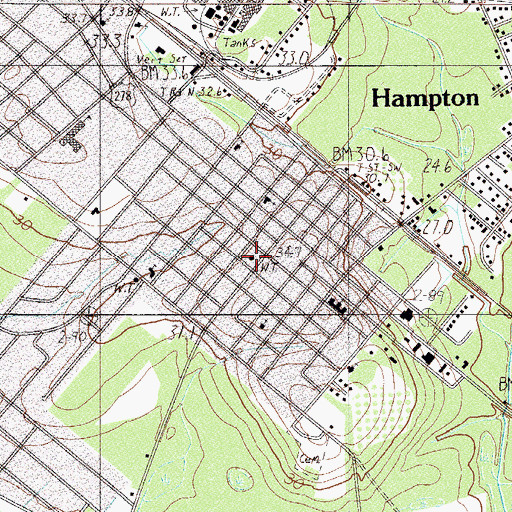 Topographic Map of Hampton Police Department, SC