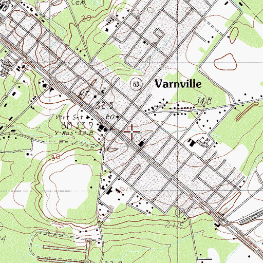 Topographic Map of Varnville Police Department, SC
