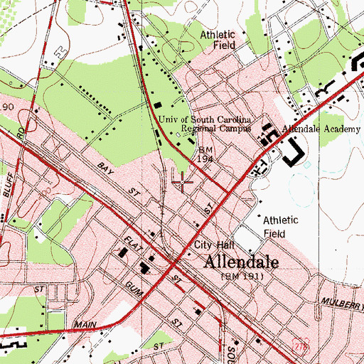 Topographic Map of Allendale County Emergency Management Office, SC