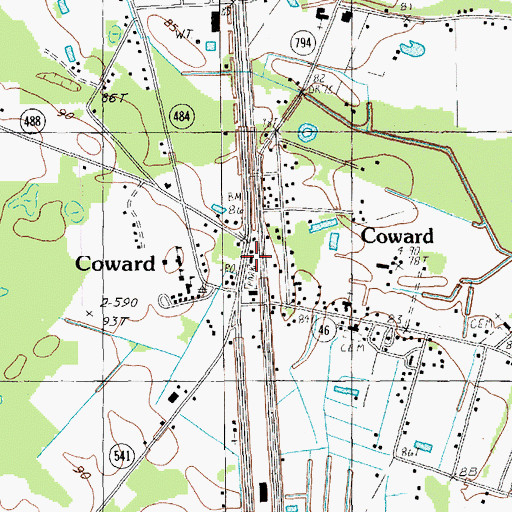 Topographic Map of Coward Police Department, SC
