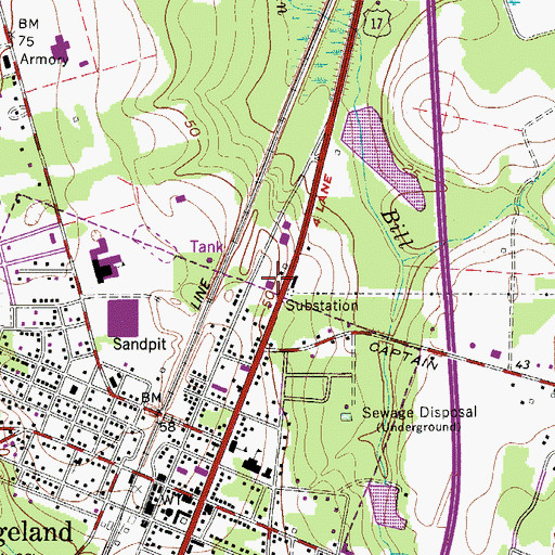 Topographic Map of Ridgeland Police Department, SC