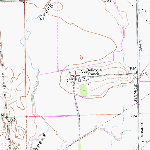 Topographic Map of Bellevue Ranch, CA