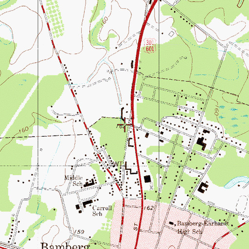 Topographic Map of South Carolina Highway Patrol Troop 7 Post A, SC