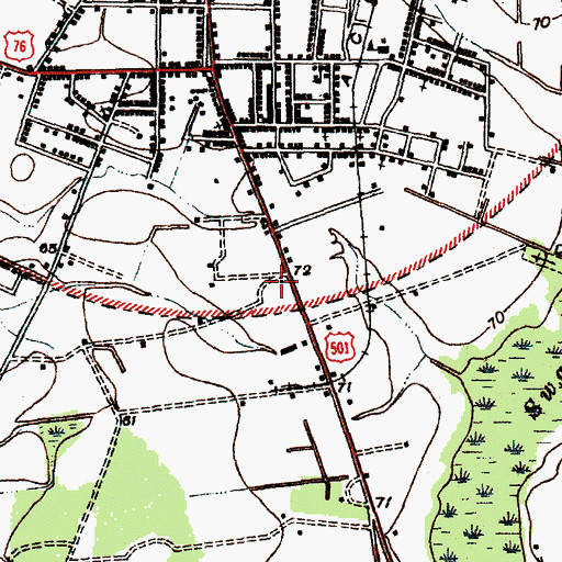 Topographic Map of Marion Police Department, SC