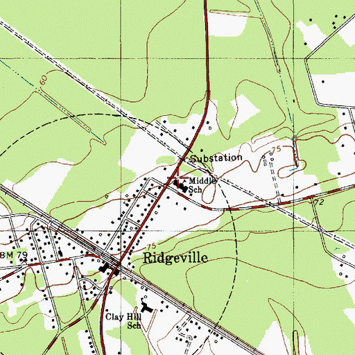 Topographic Map of Ridgeville Police Department, SC