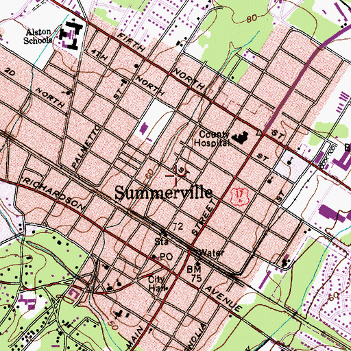 Topographic Map of Summerville Police Department, SC