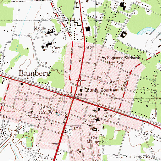 Topographic Map of Bamberg County Sheriff's Office, SC
