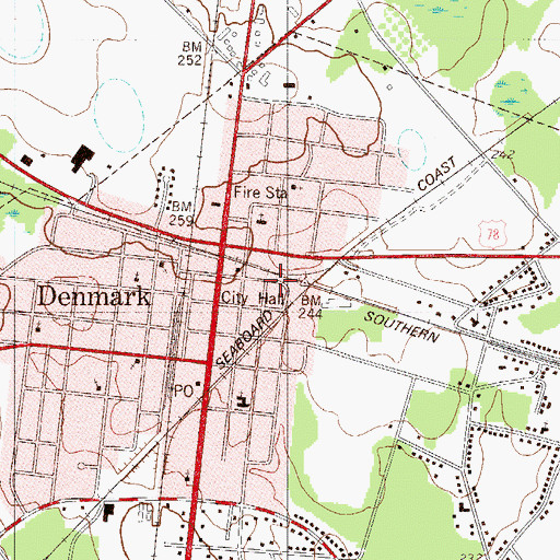 Topographic Map of Denmark Police Department, SC