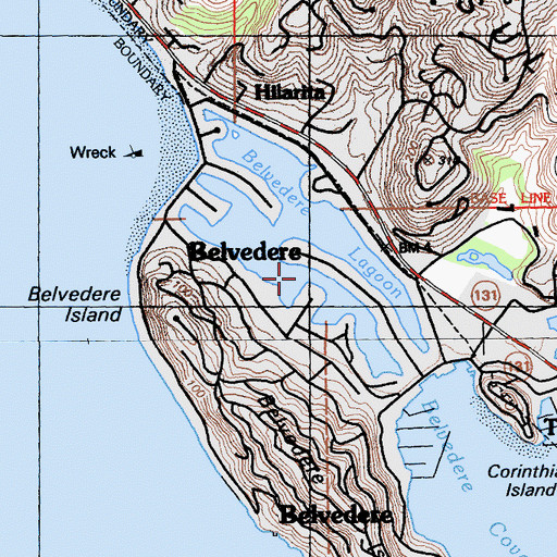 Topographic Map of Belvedere Lagoon, CA