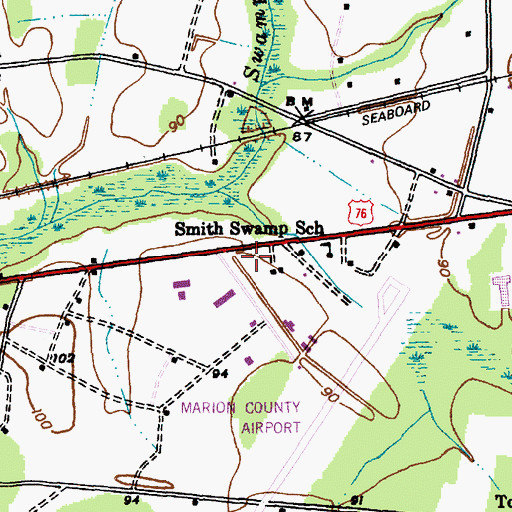 Topographic Map of Marion County Sheriff's Office, SC