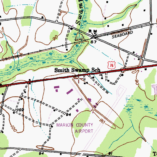 Topographic Map of Marion County Law Enforcement Center, SC