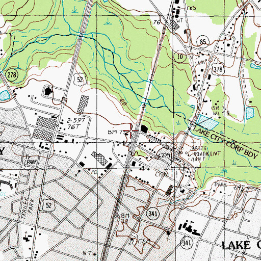 Topographic Map of Lake City Police Department, SC