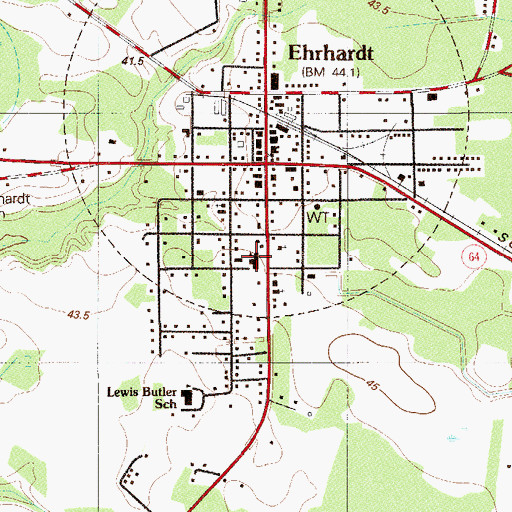 Topographic Map of Ehrhardt Police Department, SC
