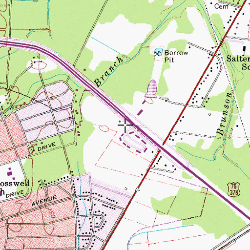 Topographic Map of South Carolina Highway Patrol Troop 1 Post A, SC