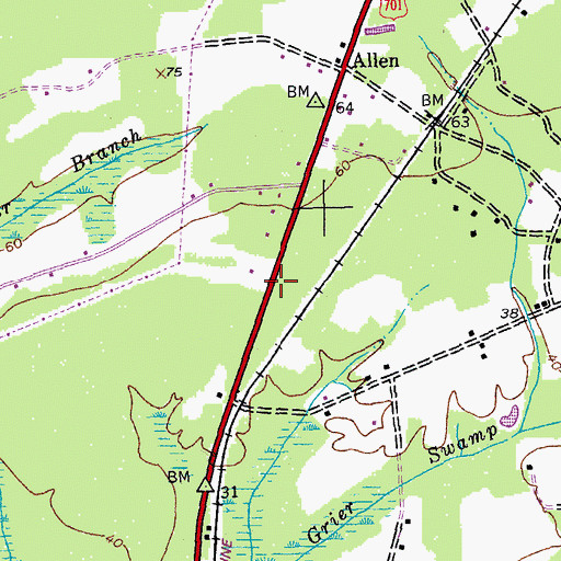 Topographic Map of South Carolina Highway Patrol Troop 5 Post D, SC