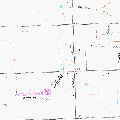 Topographic Map of Bethel Lateral, CA