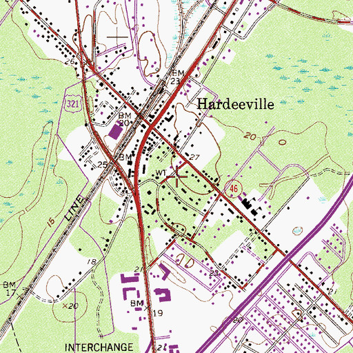 Topographic Map of Hardeeville Police Department, SC