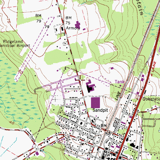 Topographic Map of Jasper County Disaster Preparedness Office, SC