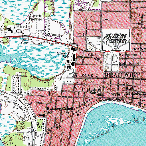 Topographic Map of Beaufort County Sheriff's Office, SC