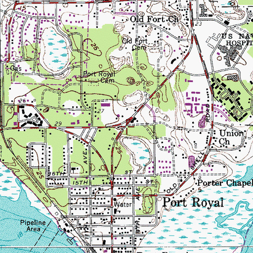 Topographic Map of Port Royal Police Department, SC
