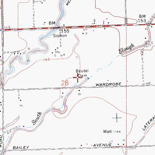 Topographic Map of Beutel Dam, CA