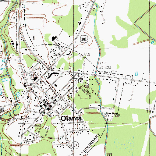 Topographic Map of Olanta Police Department, SC