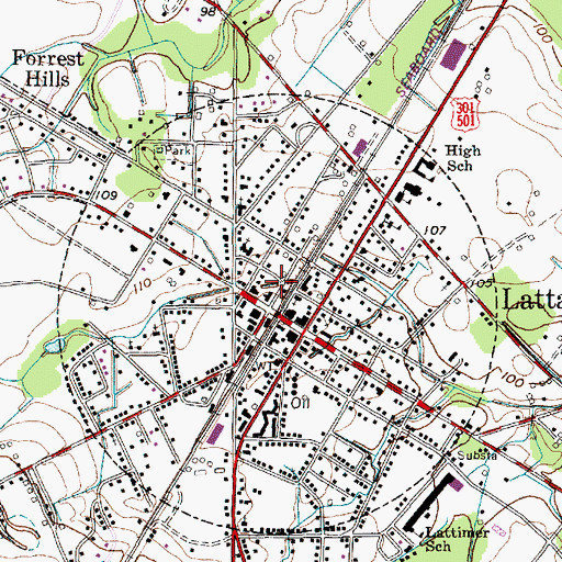 Topographic Map of Latta Police Department, SC