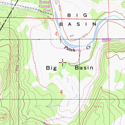 Topographic Map of Big Basin, CA