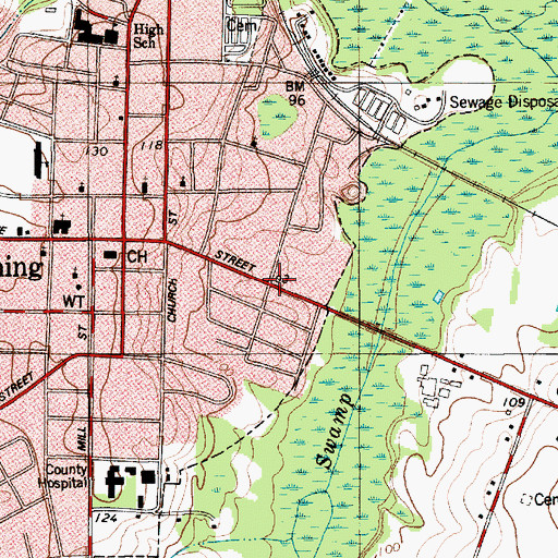 Topographic Map of Clarendon County Sheriff's Office and Detention Center, SC