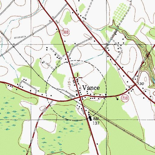 Topographic Map of Vance Police Department, SC