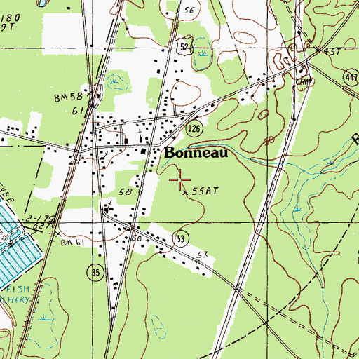 Topographic Map of Bonneau Police Department, SC
