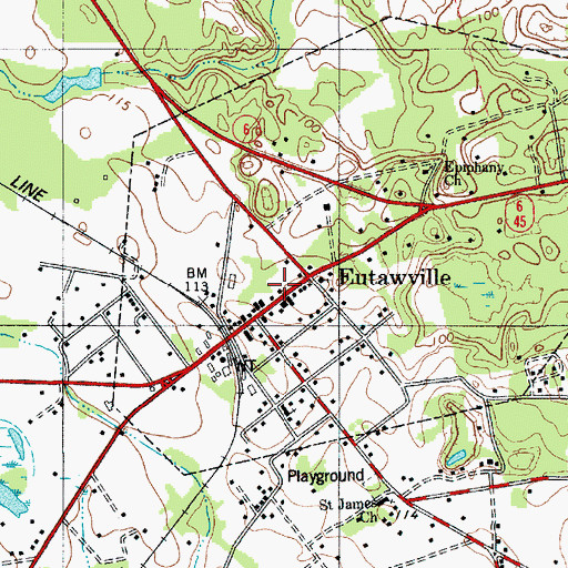 Topographic Map of Eutawville Police Department, SC