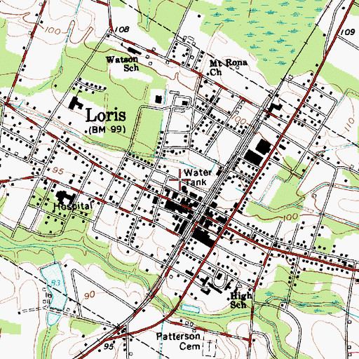 Topographic Map of Loris Police Department, SC