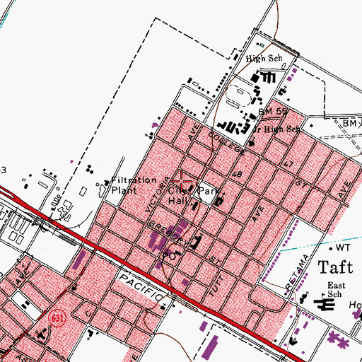 Topographic Map of Taft Police Department, TX