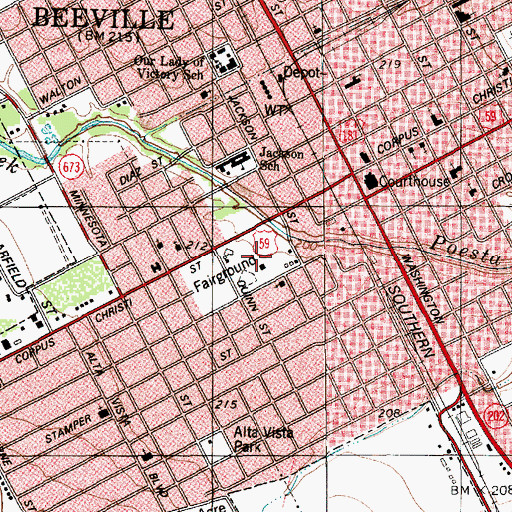 Topographic Map of Beeville Police Community Training Center, TX