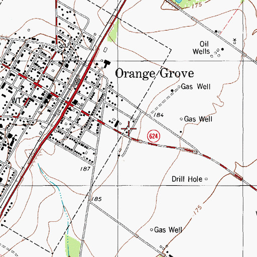 Topographic Map of Jim Wells County Sheriff's Office, TX