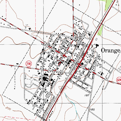 Topographic Map of Orange Grove Police Department, TX