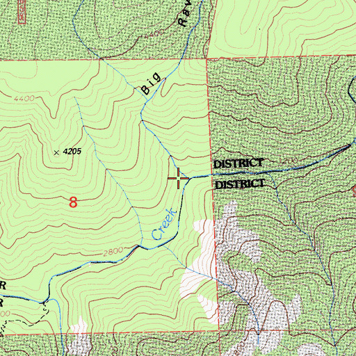 Topographic Map of Big Ravine, CA