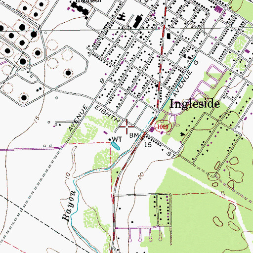 Topographic Map of Ingleside Police Department, TX