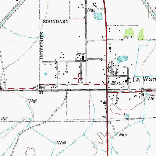 Topographic Map of La Ward City Marshal's Office, TX