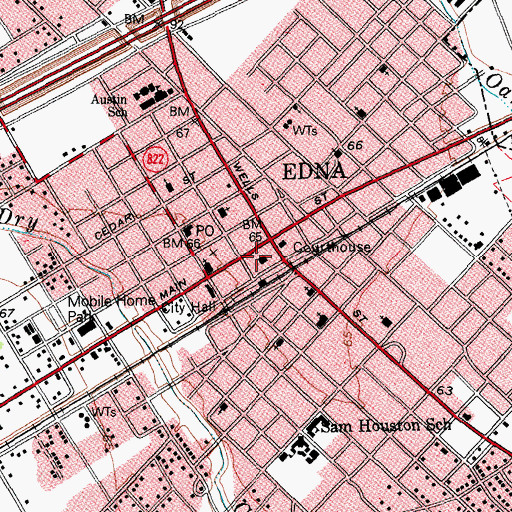 Topographic Map of Jackson County Sheriff's Office, TX
