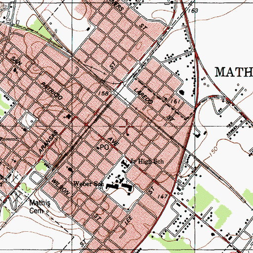 Topographic Map of Mathis Police Department, TX