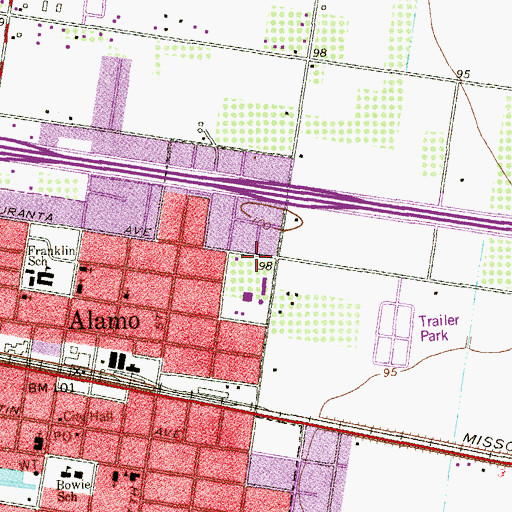 Topographic Map of Alamo Police Department, TX