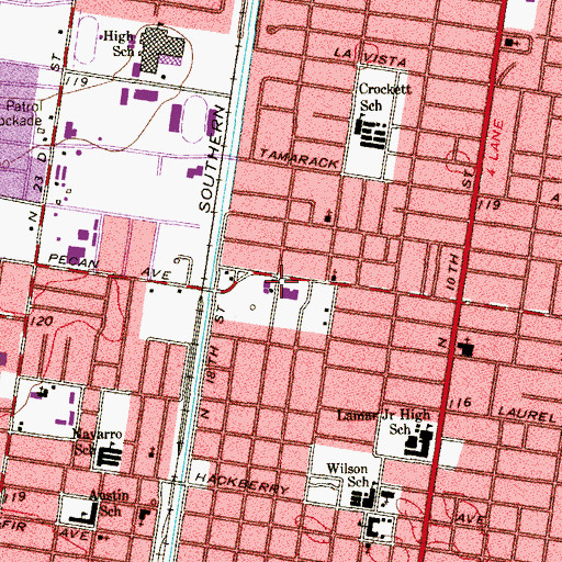Topographic Map of McAllen Police Department, TX