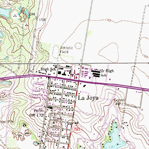 Topographic Map of La Joya Police Department, TX