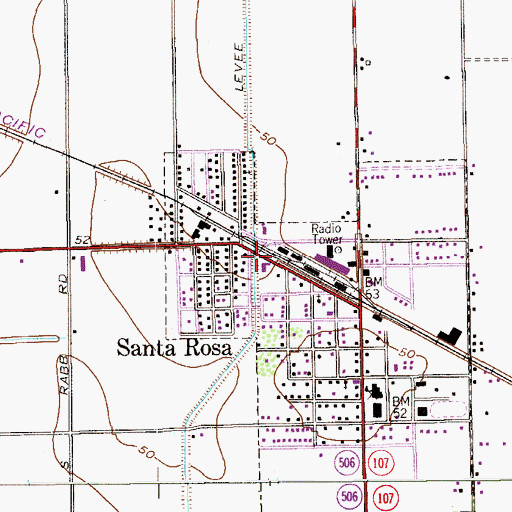 Topographic Map of Santa Rosa Police Department, TX