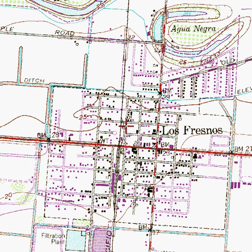 Topographic Map of Los Fresnos Police Department, TX