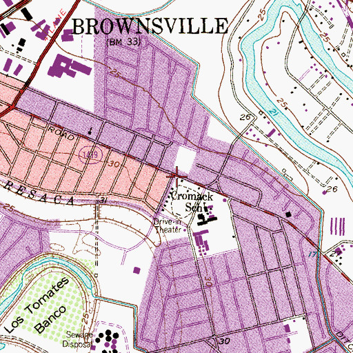 Topographic Map of Brownsville Police Department Southmost Community Network Center, TX